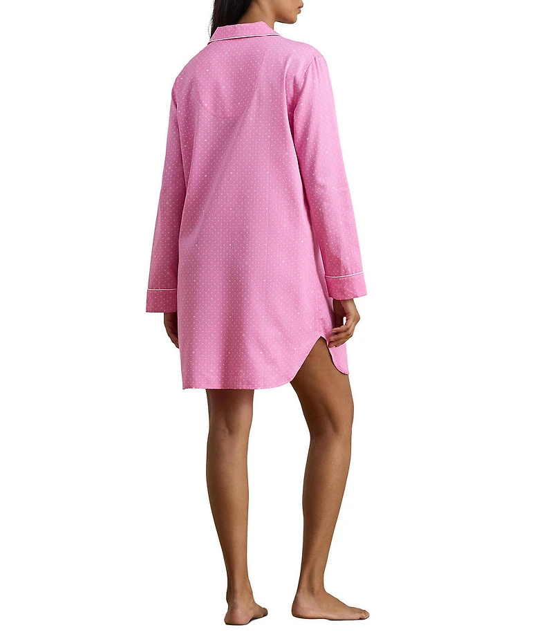 Lauren Ralph Lauren Long Sleeve Notch Collar Woven Sateen Valentine's Day Button Front Sleepshirt