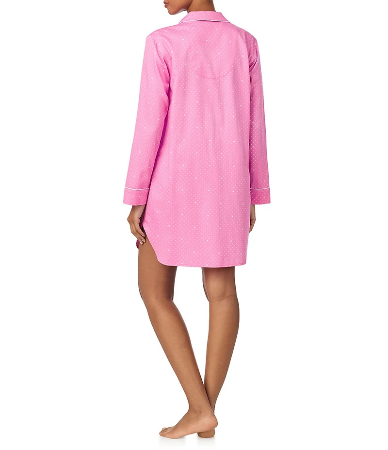 Lauren Ralph Lauren Long Sleeve Notch Collar Woven Sateen Valentine's Day Button Front Sleepshirt