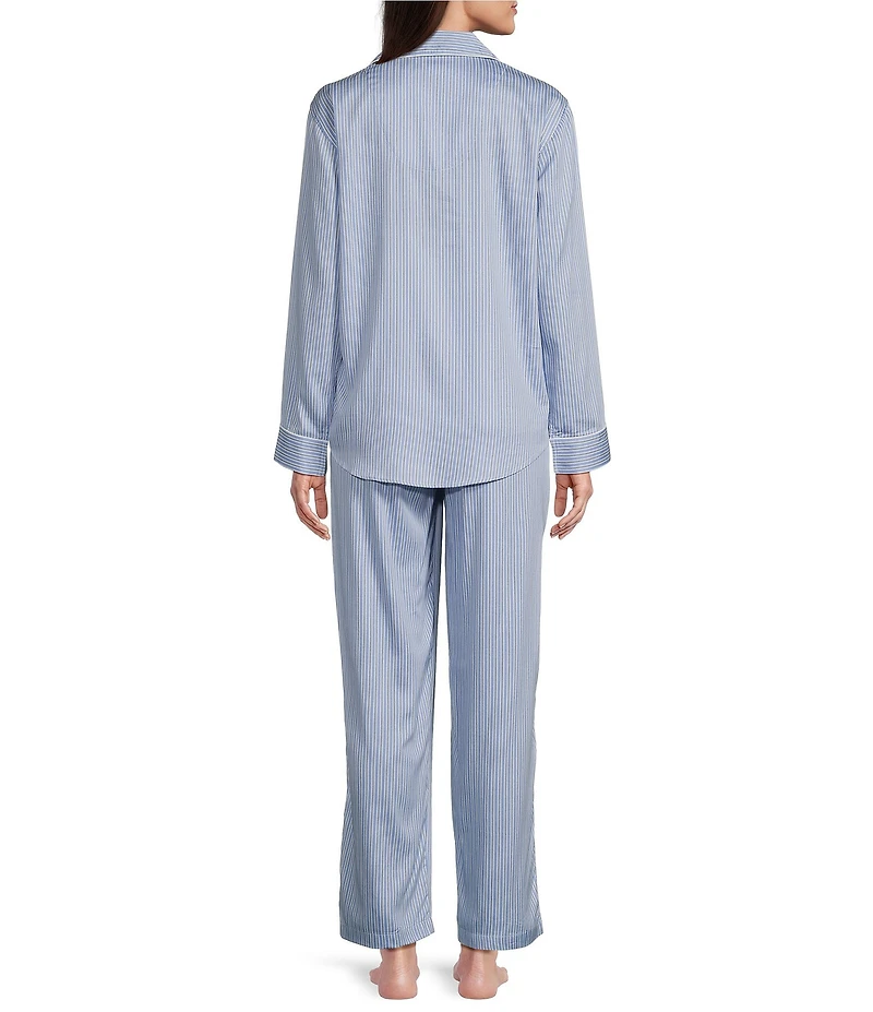 Lauren Ralph Lauren Long Sleeve Notch Collar Woven Striped Pajama Set