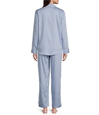 Lauren Ralph Lauren Long Sleeve Notch Collar Woven Striped Pajama Set