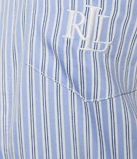 Lauren Ralph Lauren Long Sleeve Notch Collar Woven Striped Pajama Set