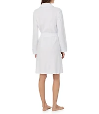 Lauren Ralph Lauren Long Sleeve Shawl Collar Interlock Knit Dog Logo Short Robe