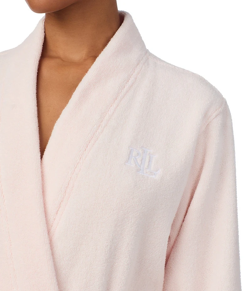 Lauren Ralph Lauren Long Sleeve Shawl Collar Long Cotton Terry Robe