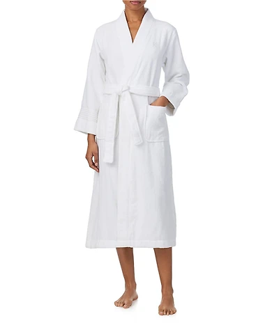 Lauren Ralph Lauren Long Sleeve Shawl Collar Long Cotton Terry Robe