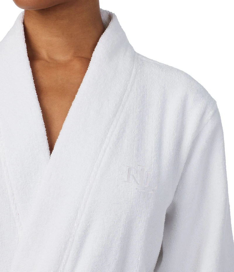 Lauren Ralph Lauren Long Sleeve Shawl Collar Long Cotton Terry Robe