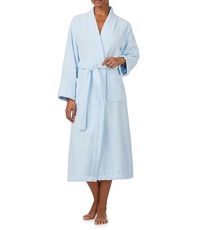 Lauren Ralph Lauren Long Sleeve Shawl Collar Long Cotton Terry Robe