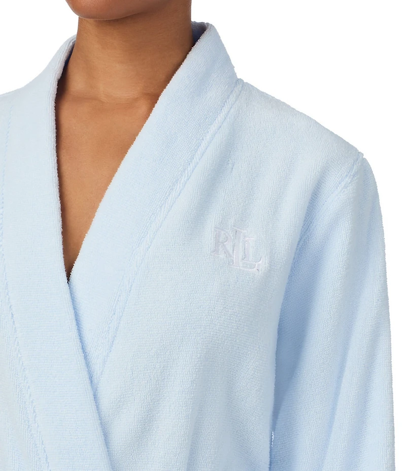 Lauren Ralph Lauren Long Sleeve Shawl Collar Long Cotton Terry Robe