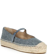 Lauren Ralph Lauren Luize Washed Denim Mary Jane Espadrille Platform Flats