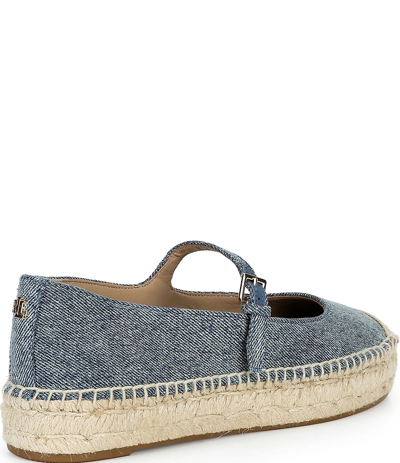 Lauren Ralph Lauren Luize Washed Denim Mary Jane Espadrille Platform Flats