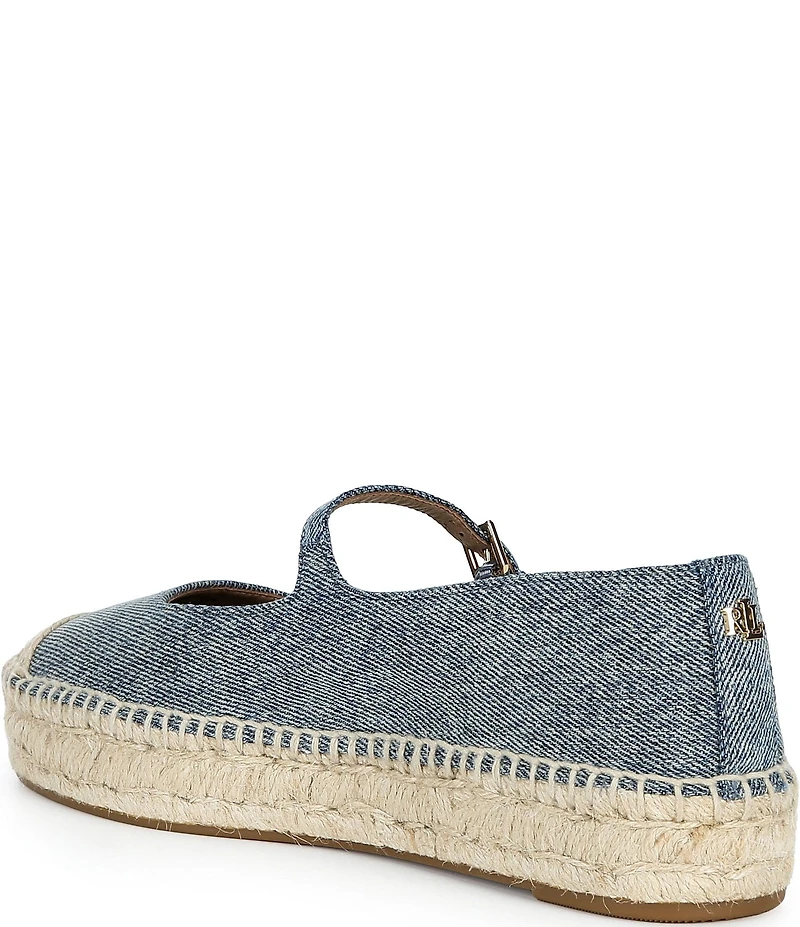 Lauren Ralph Lauren Luize Washed Denim Mary Jane Espadrille Platform Flats