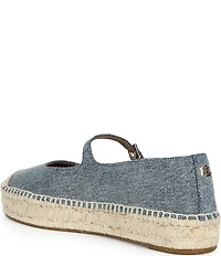 Lauren Ralph Lauren Luize Washed Denim Mary Jane Espadrille Platform Flats