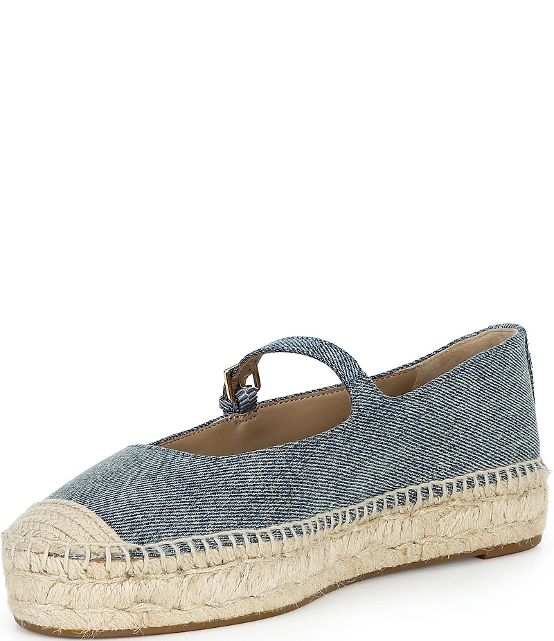 Lauren Ralph Lauren Luize Washed Denim Mary Jane Espadrille Platform Flats