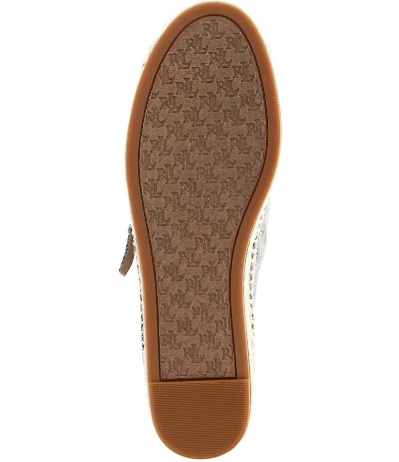 Lauren Ralph Lauren Luize Washed Denim Mary Jane Espadrille Platform Flats