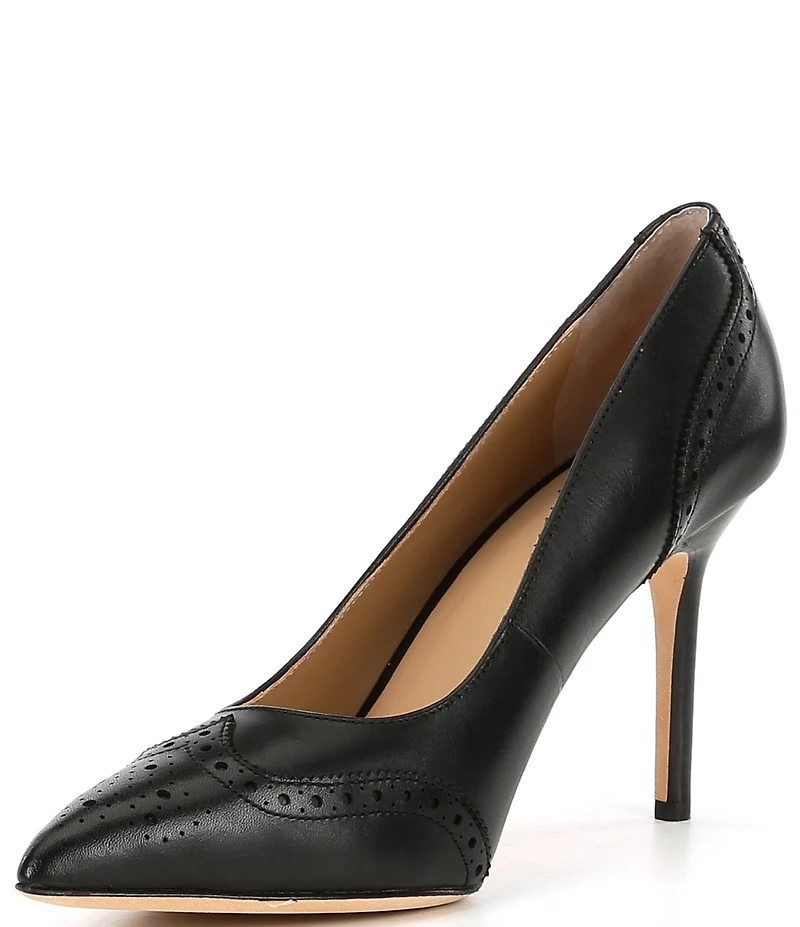 Lauren Ralph Lauren Lynden Burnished Leather Wingtip Dress Pumps