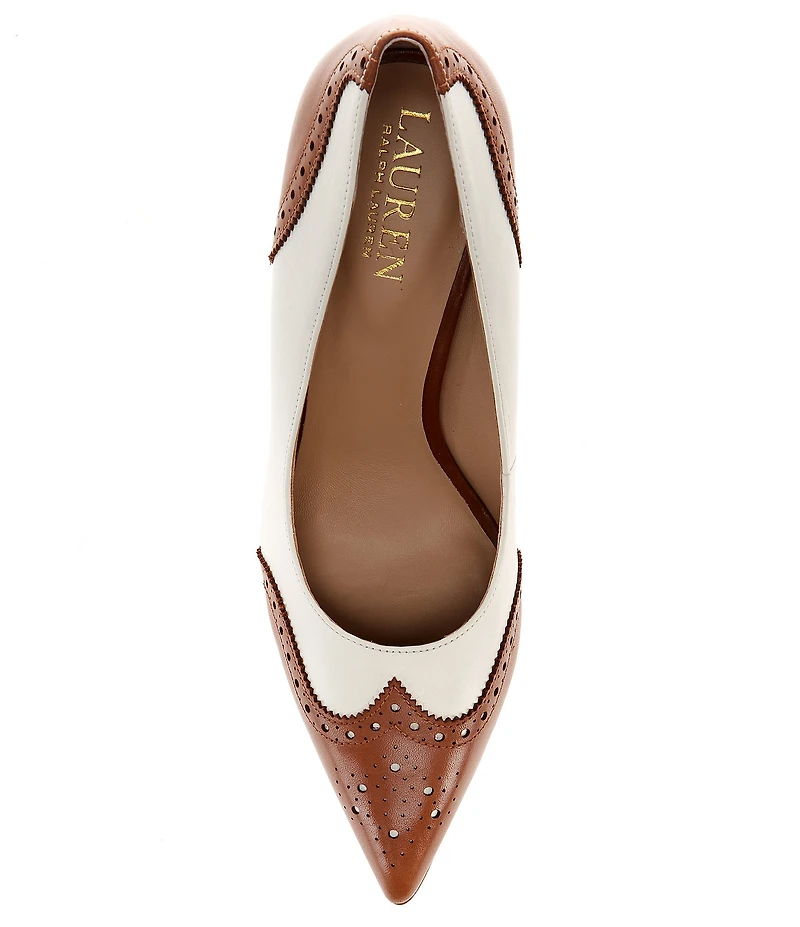 Lauren Ralph Lauren Lynden Burnished Leather Wingtip Dress Pumps