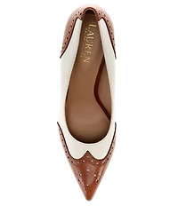 Lauren Ralph Lauren Lynden Burnished Leather Wingtip Dress Pumps