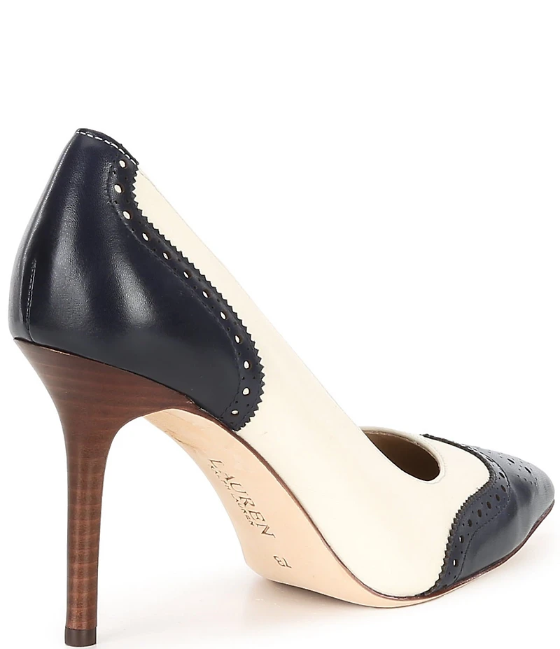 Lauren Ralph Lauren Lynden Burnished Leather Wingtip Dress Pumps