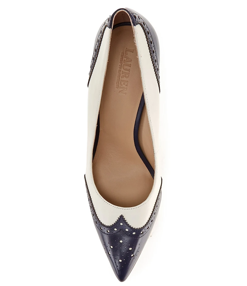 Lauren Ralph Lauren Lynden Burnished Leather Wingtip Dress Pumps