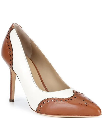 Lauren Ralph Lauren Lynden Perforated Leather Pointed Toe Pumps