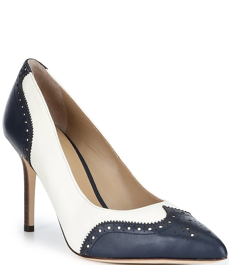 Lauren Ralph Lauren Lynden Perforated Leather Pointed Toe Pumps