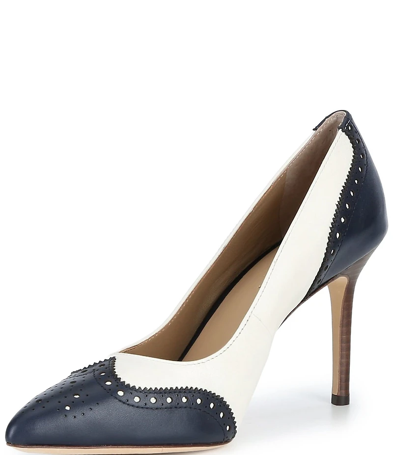 Lauren Ralph Lauren Lynden Perforated Leather Pointed Toe Pumps