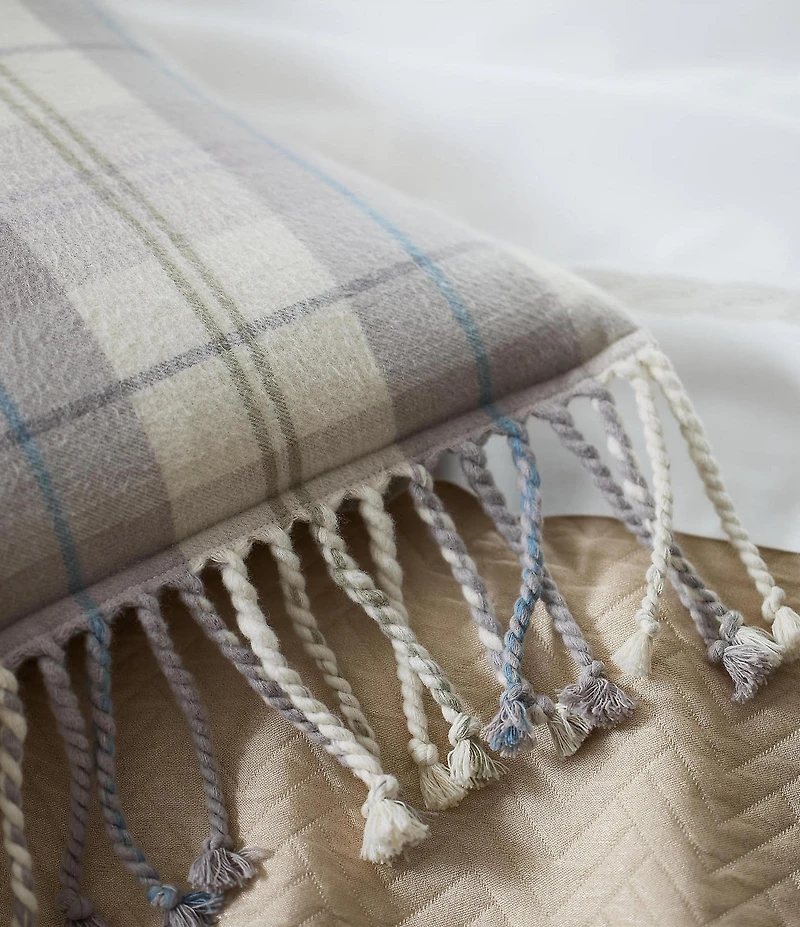 Lauren Ralph Lauren Mackenzie Plaid Fringe Trimmed Decorative Square Pillow