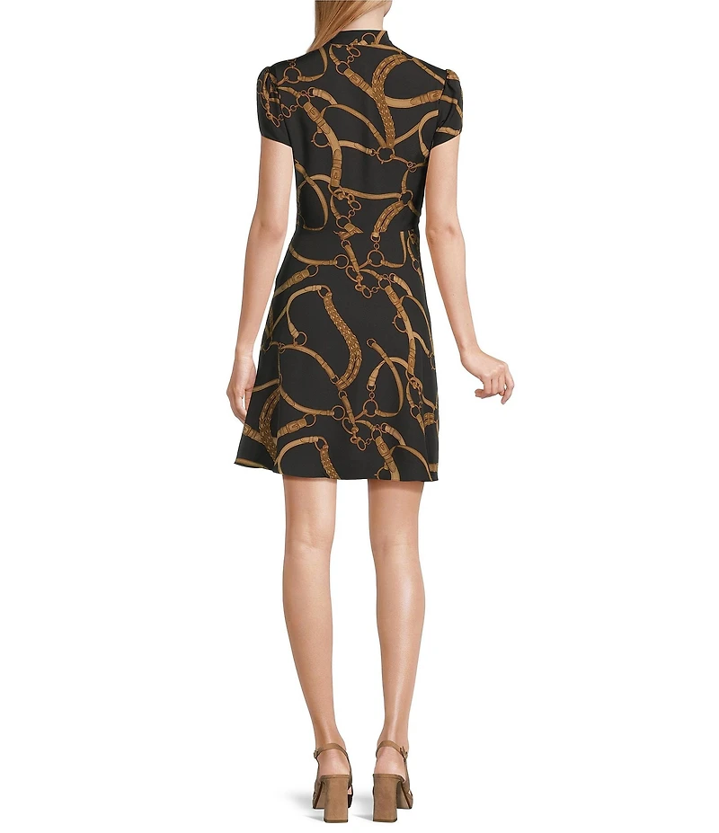 Lauren Ralph Lauren Makeda Short Sleeve Belt Print Fit And Flare Dress
