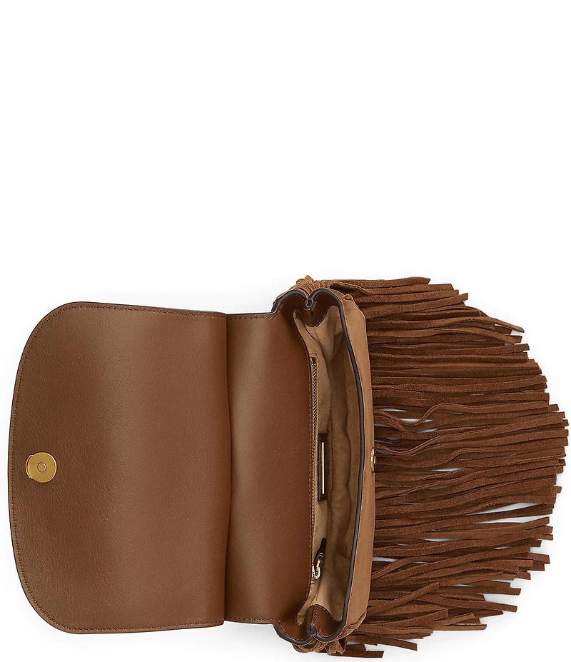 Lauren Ralph Lauren Marcy Fringe Trim Medium Crossbody Bag