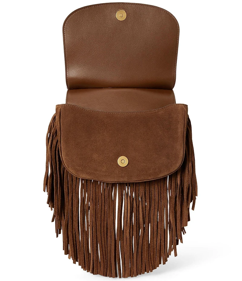 Lauren Ralph Lauren Marcy Fringe Trim Medium Crossbody Bag