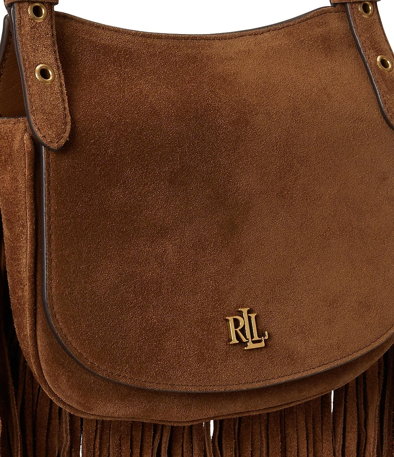 Lauren Ralph Lauren Marcy Fringe Trim Medium Crossbody Bag