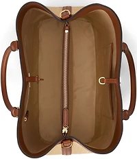 Lauren Ralph Lauren Marcy Large Straw Leather Satchel Bag