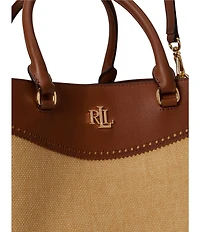 Lauren Ralph Lauren Marcy Large Straw Leather Satchel Bag