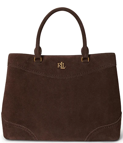 Lauren Ralph Lauren Marcy Perforated Suede Large Satchel Bag