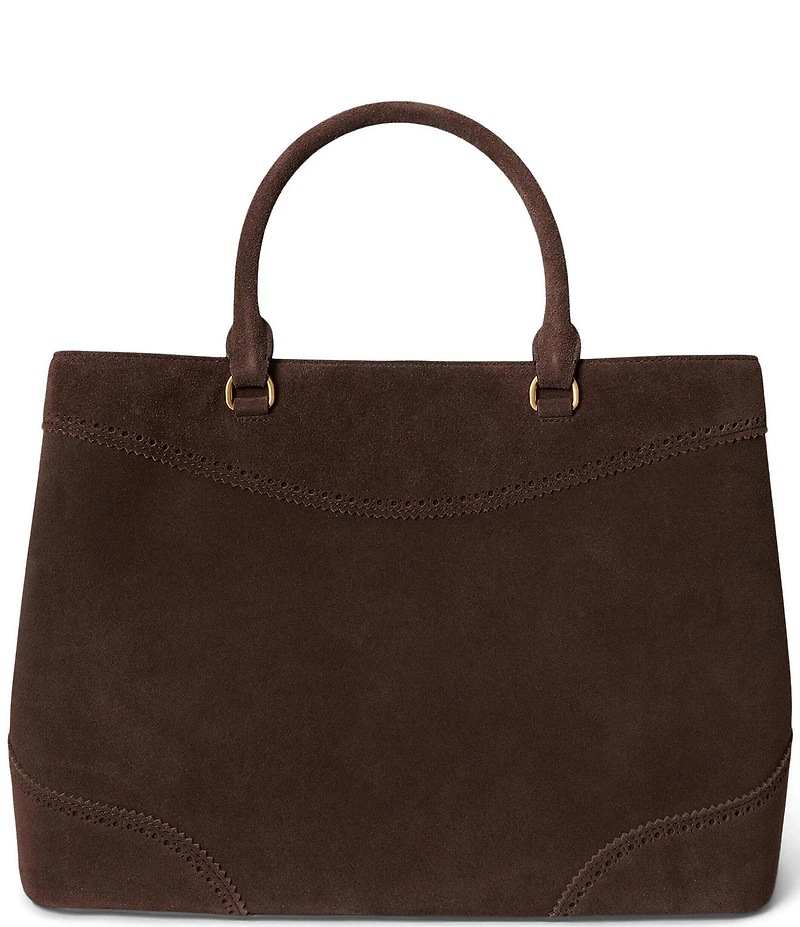 Lauren Ralph Lauren Marcy Perforated Suede Large Satchel Bag
