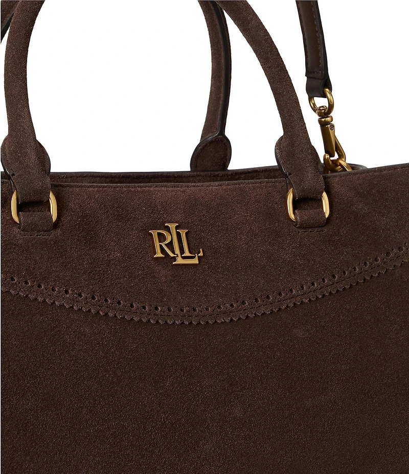 Lauren Ralph Lauren Marcy Perforated Suede Large Satchel Bag