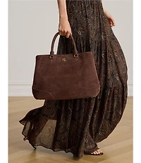 Lauren Ralph Lauren Marcy Perforated Suede Large Satchel Bag
