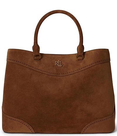 Lauren Ralph Lauren Marcy Perforated Suede Large Satchel Bag
