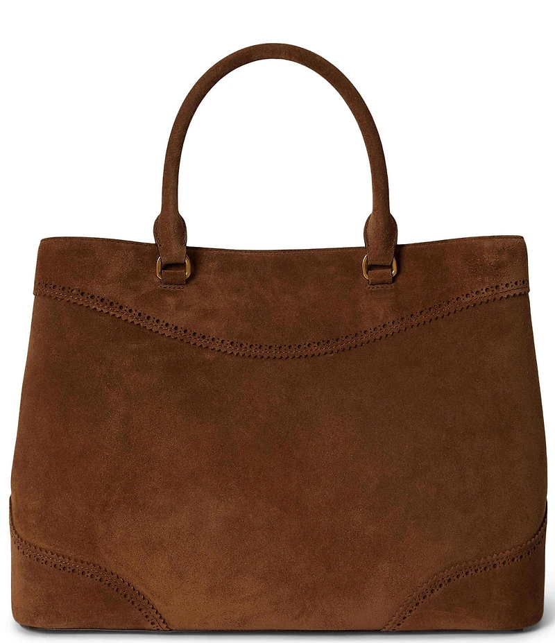Lauren Ralph Lauren Marcy Perforated Suede Large Satchel Bag