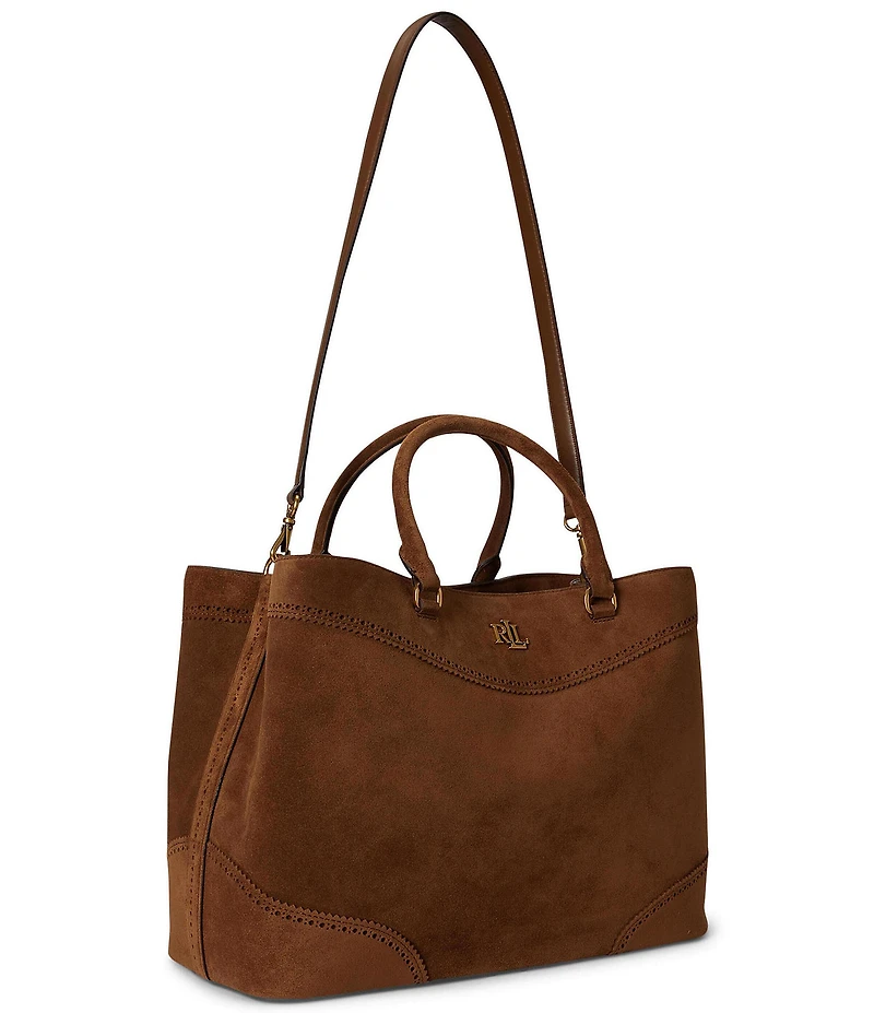 Lauren Ralph Lauren Marcy Perforated Suede Large Satchel Bag