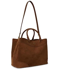Lauren Ralph Lauren Marcy Perforated Suede Large Satchel Bag