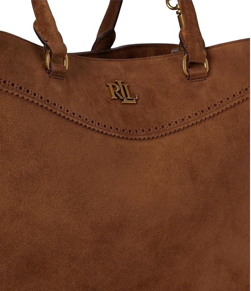 Lauren Ralph Lauren Marcy Perforated Suede Large Satchel Bag