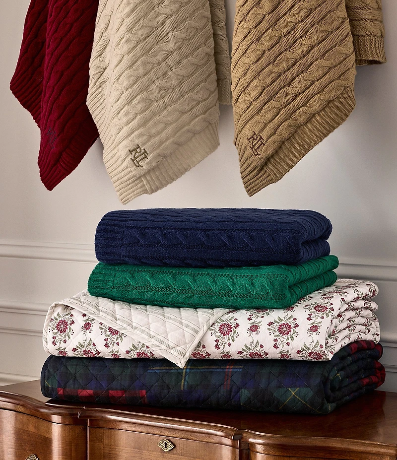 Lauren Ralph Lauren Maren Vintage Inspired Floral Cotton Diamond Stitched Quilt