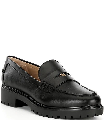 Lauren Ralph Lauren Marli Leather Lug Sole Penny Loafers