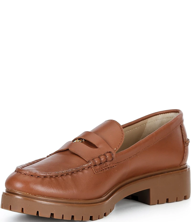 Lauren Ralph Lauren Marli Leather Lug Sole Penny Loafers