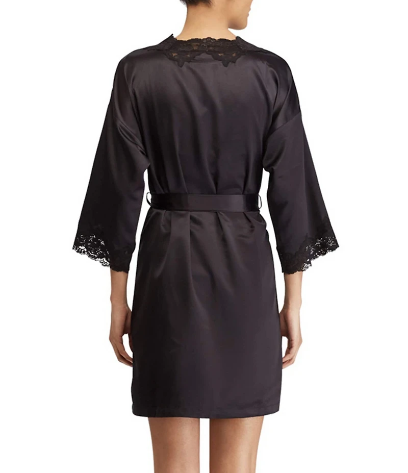 Lauren Ralph Lauren Matte Satin Kimono Sleeve Coordinating Short Wrap Bridal Robe