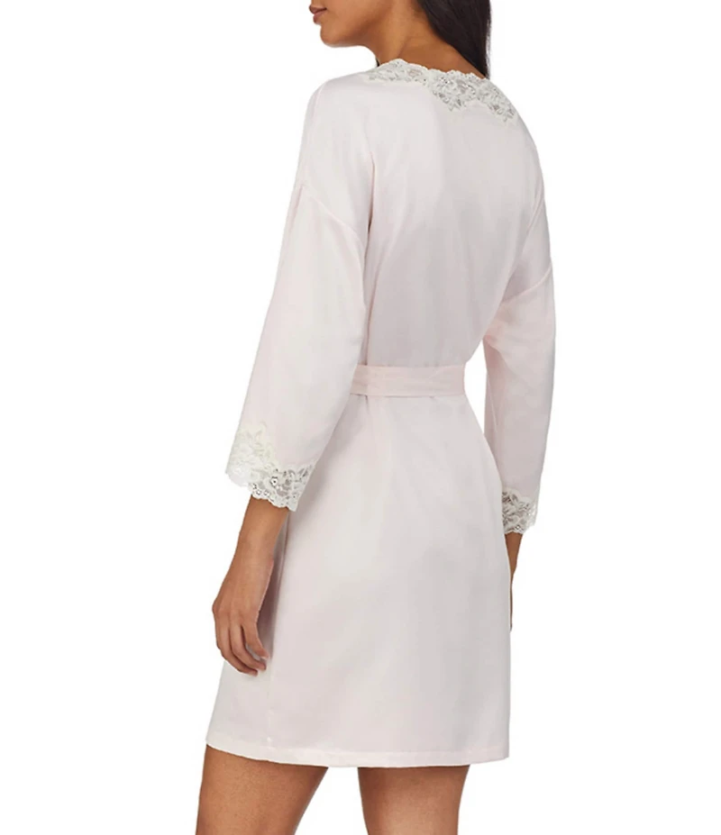 Lauren Ralph Lauren Matte Satin Kimono Sleeve Coordinating Short Wrap Bridal Robe