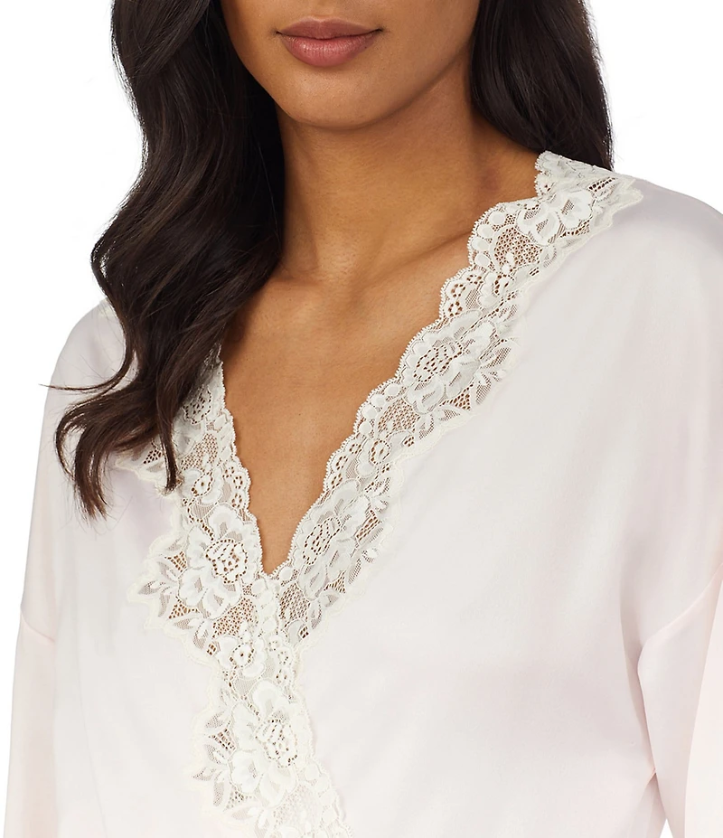 Lauren Ralph Lauren Matte Satin Kimono Sleeve Coordinating Short Wrap Bridal Robe