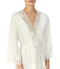 Lauren Ralph Lauren Matte Satin Kimono Sleeve Coordinating Short Wrap Bridal Robe