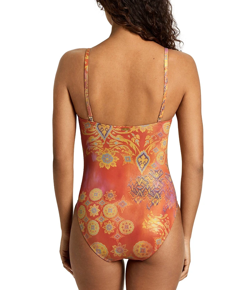 Lauren Ralph Lauren Medallion Shimmer V-Wire One Piece Swimsuit
