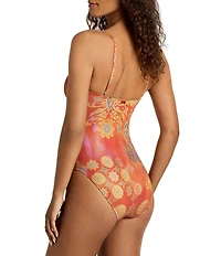 Lauren Ralph Lauren Medallion Shimmer V-Wire One Piece Swimsuit